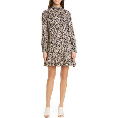 La Vie Rebecca Taylor Giselle Floral Long Sleeve Shift Minidress, Blue