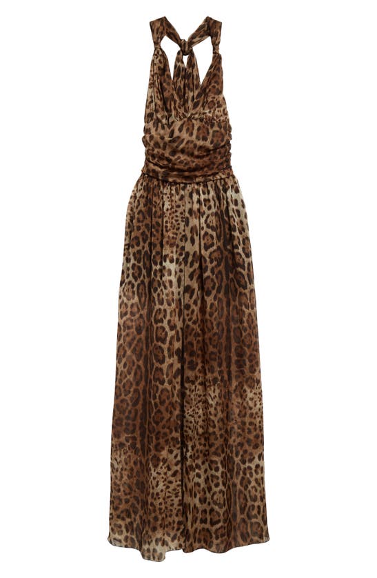 Shop Dolce & Gabbana Leopard Print Silk Chiffon Halter Dress In Hy13m Leo New