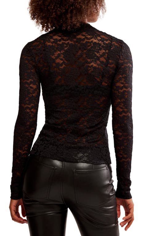 Free People All Day Lace Long-sleeve Top In Black