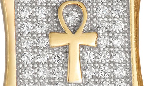 Fzn 14k Gold Over Silver Pavé Cubic Zirconia Stud Earrings In Yellow Gold