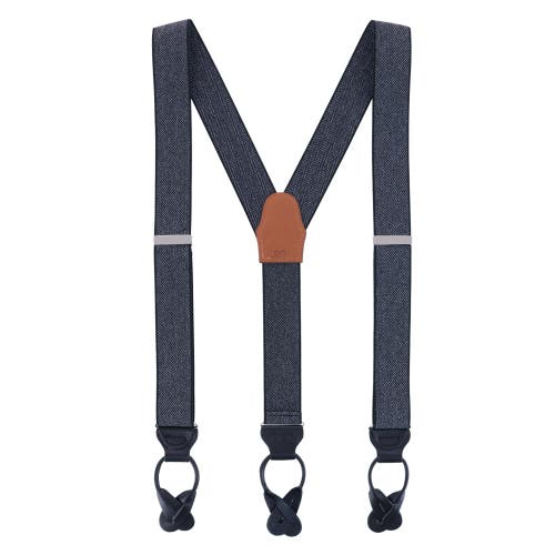 Trafalgar Silas Classic Herringbone Elastic Button End Suspenders In Black