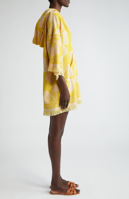 Shop Zimmermann Golden Terry Cloth Hoodie Dress In Yellow/cream