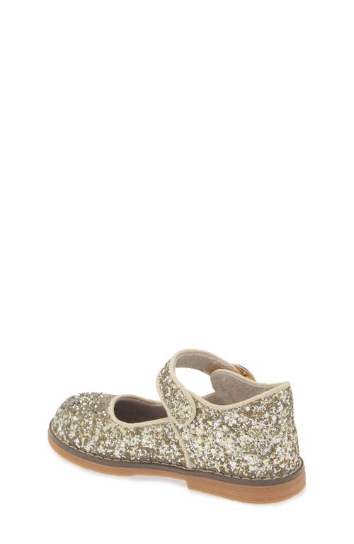 Shop L'amour Kids' Natasha Glitter Mary Jane Flat In Glitter Champagne