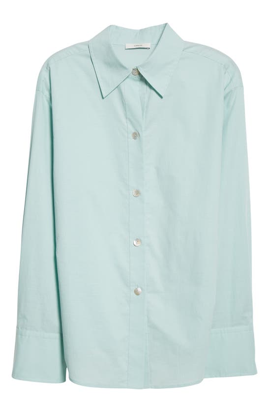 Vince Organic Cotton Blend Button-up Shirt In Pale Mineral