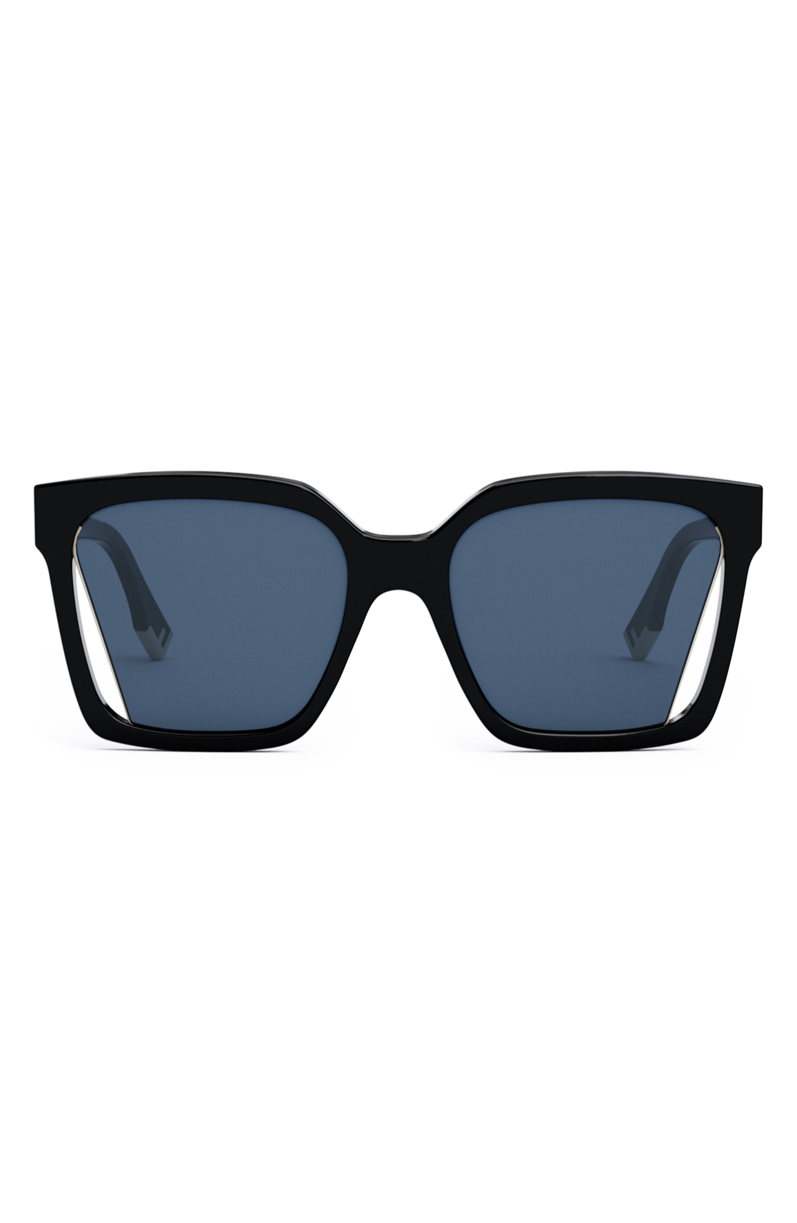 Fendi O'Lock Flat-Top Nylon Square Sunglasses