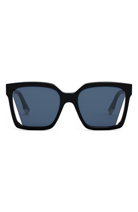 Fendi Cut-out Square Acetate Sunglasses In Black/blue Solid