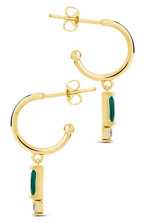 Shop Sterling Forever Teigen Cz Drop Hoop Earrings In Gold/green