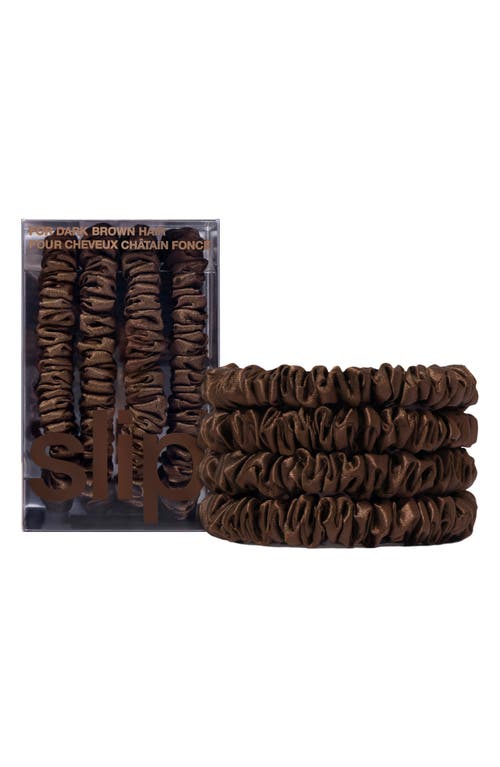 Slip Pure Silk 4-pack Skinny Scrunchies: Back To Basics Collection In Dark Brown