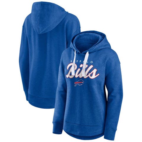 Men's Fanatics Branded Oatmeal/Royal Buffalo Bills Throwback Arch  Colorblock Pullover Hoodie