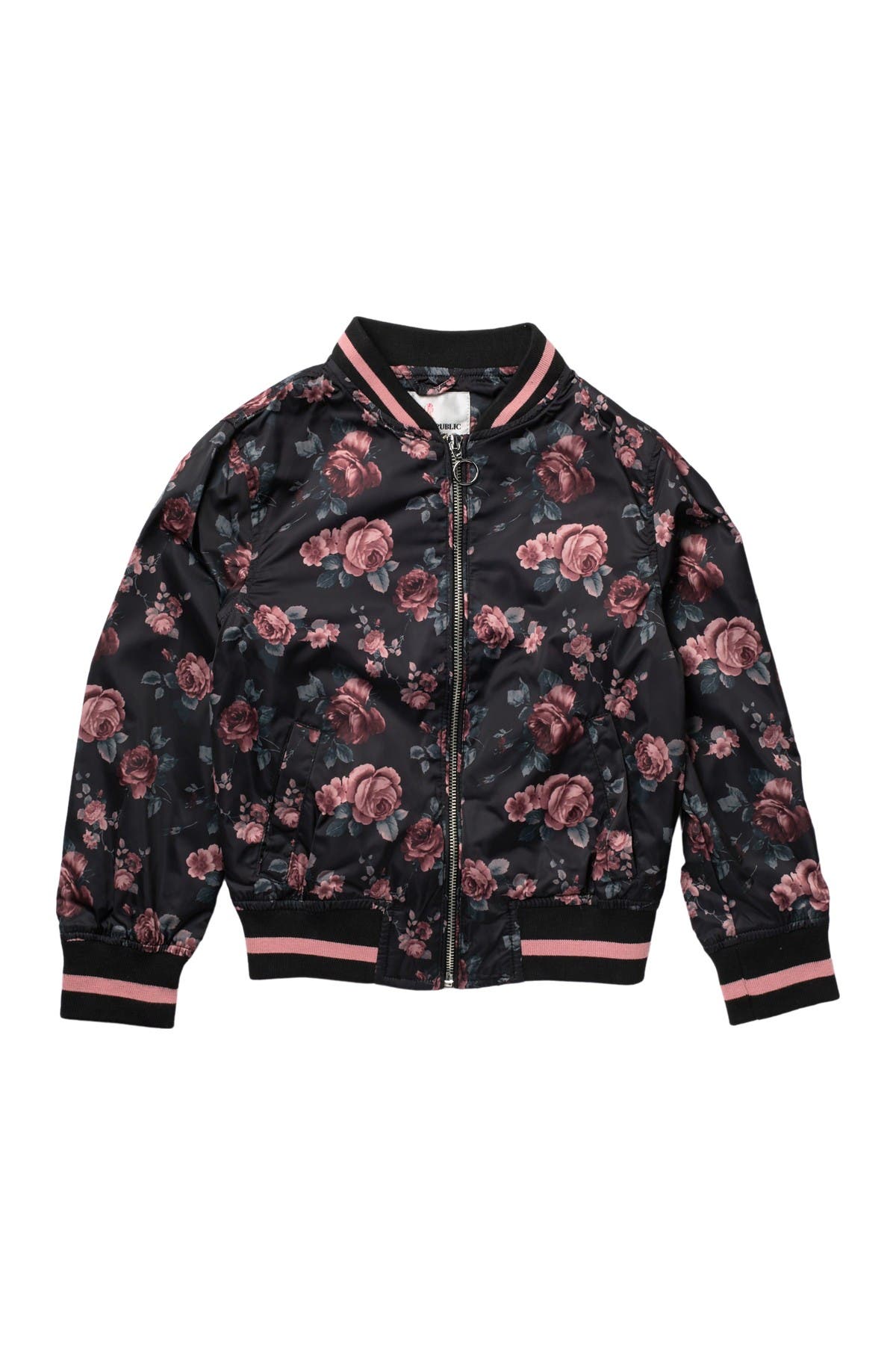 satin floral bomber jacket