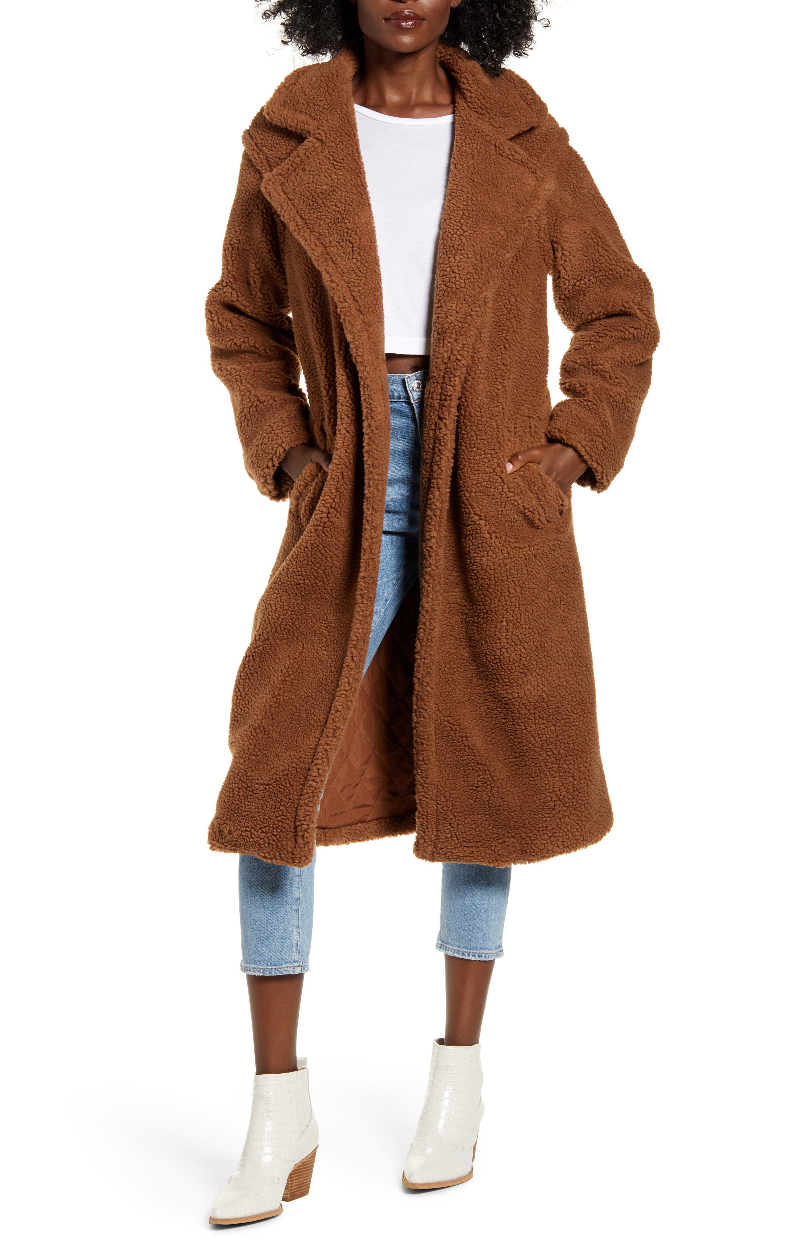 faux fur longline jacket