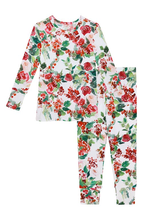 Shop Posh Peanut Kids' Beatrix Classic Fitted Two-piece Pajamas In White