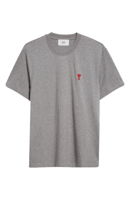 Ami Alexandre Mattiussi Ami De Coeur Embroidered Organic Cotton T-shirt In Heather Grey