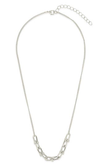 Sterling Forever Station Stirrup Link Chain Necklace In Silver