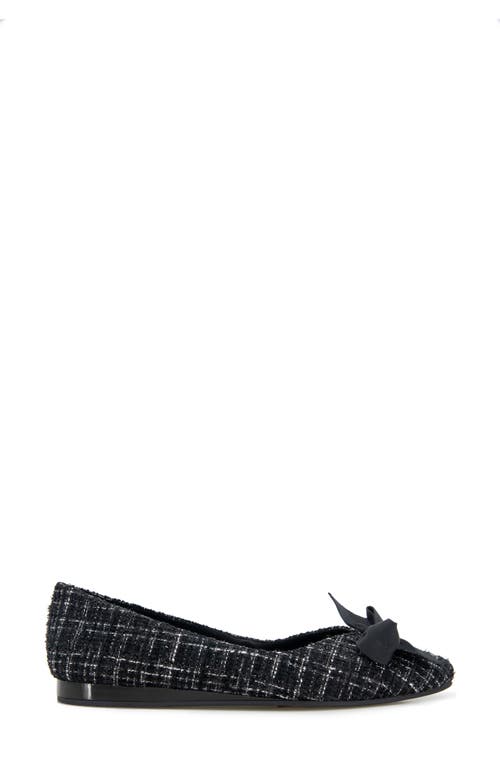 Shop Reaction Kenneth Cole Lily Bow Bouclé Tweed Flat In Black/white