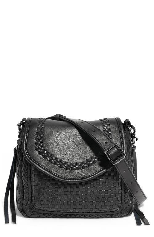 Mini All For Love Woven Leather Crossbody Bag in Black