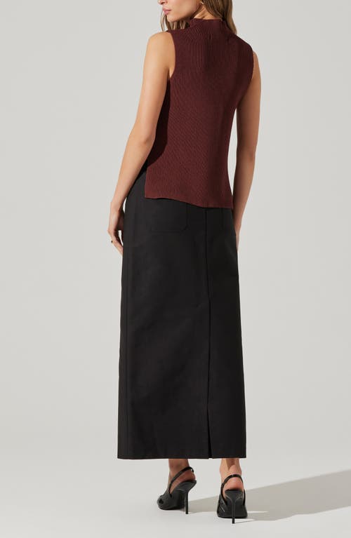 Shop Astr The Label Zea Sleeveless Funnel Neck Rib Sweater In Mulberry