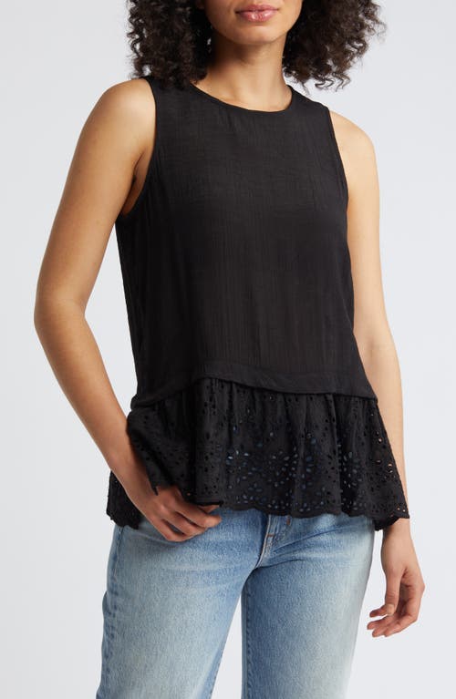 Eyelet Embroidered Shell in Black