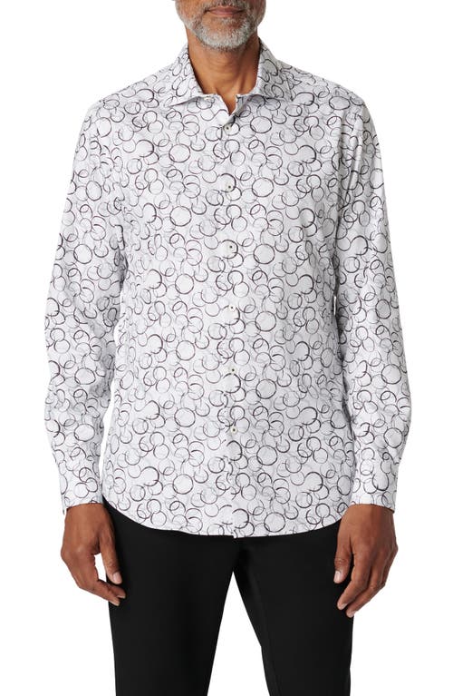 Bugatchi Axel Circle Print Stretch Button-Up Shirt Black at Nordstrom,