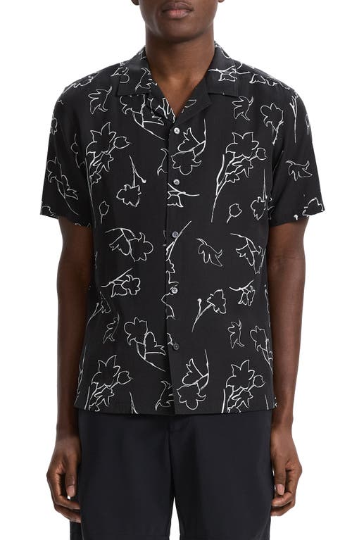 Irving Sketch Floral Camp Shirt in Black Multi - A0P