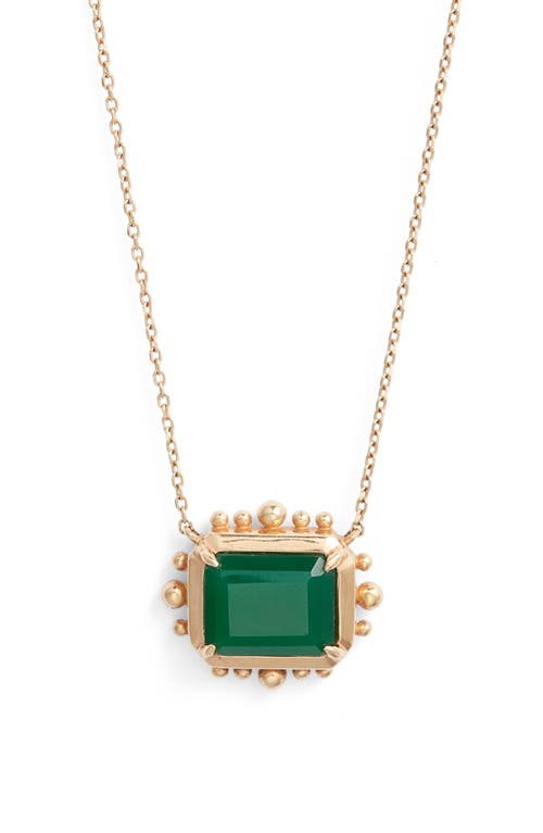 Anzie Women's Dew Drop Marine 14k Yellow Gold & Blue Topaz Pendant Necklace In Dark Green