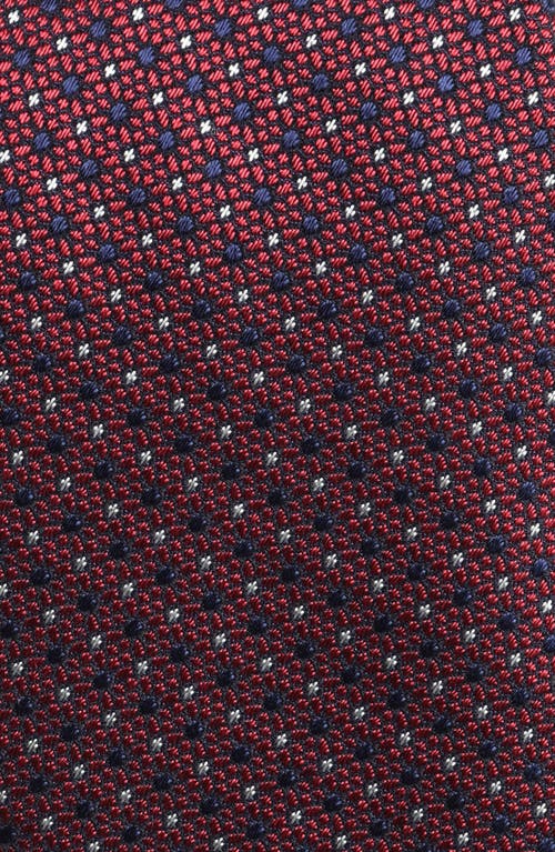 Shop Canali Neat Silk Tie In Bright Red