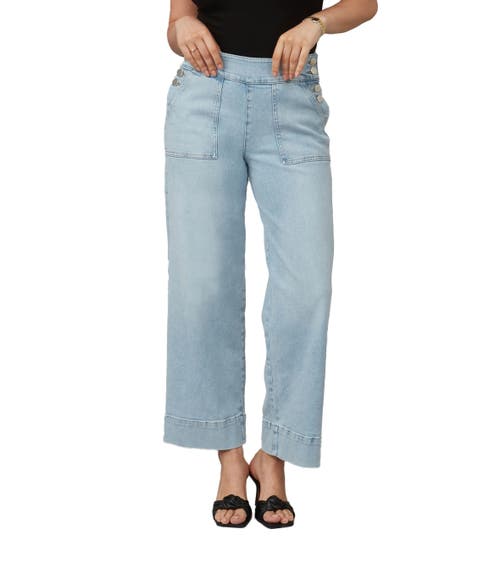 Shop Lola Jeans Colette High Rise Wide Leg Jeans In Cool Mist