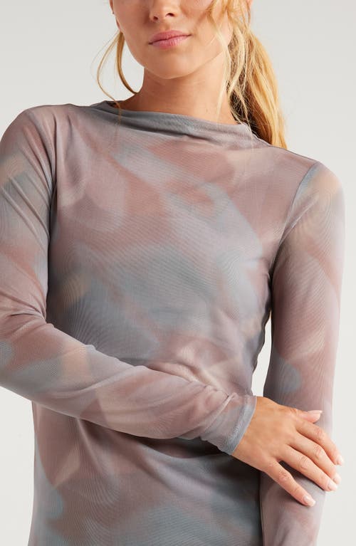 Shop Zella Sheer Luck Long Sleeve Mesh T-shirt In Purple Moon Reflections