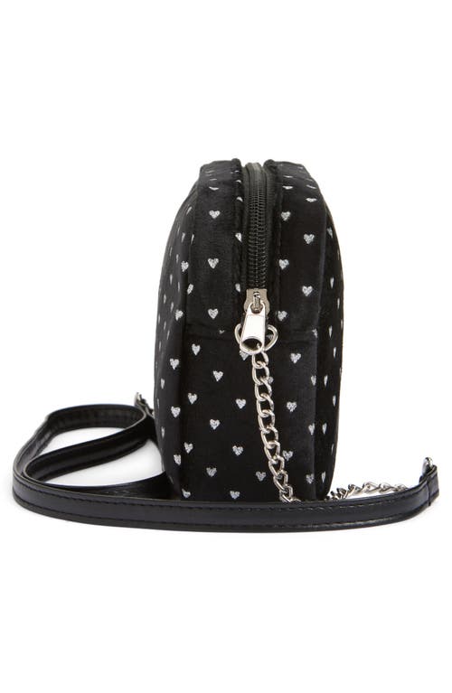 Capelli New York Kids' Velvet Glitter Heart Bag In Black Combo