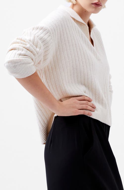 Shop French Connection Vhari Rib Johnny Collar Sweater In Oatmeal