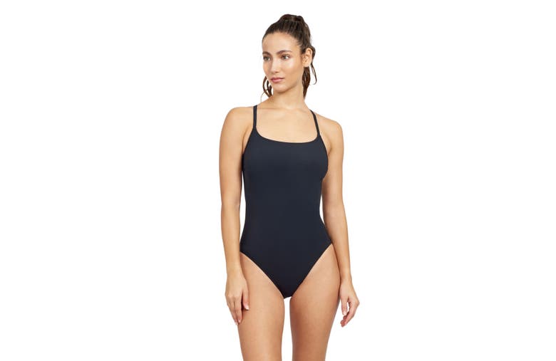 Free Sport By Gottex Free Round Neck One Piece Swimsuit In Black