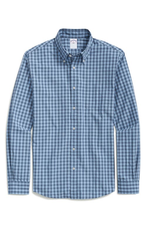 BROOKS BROTHERS BROOKS BROTHERS CHECK COTTON BUTTON-DOWN SHIRT 