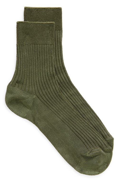 Nordstrom Shine Rib Crew Socks In Green