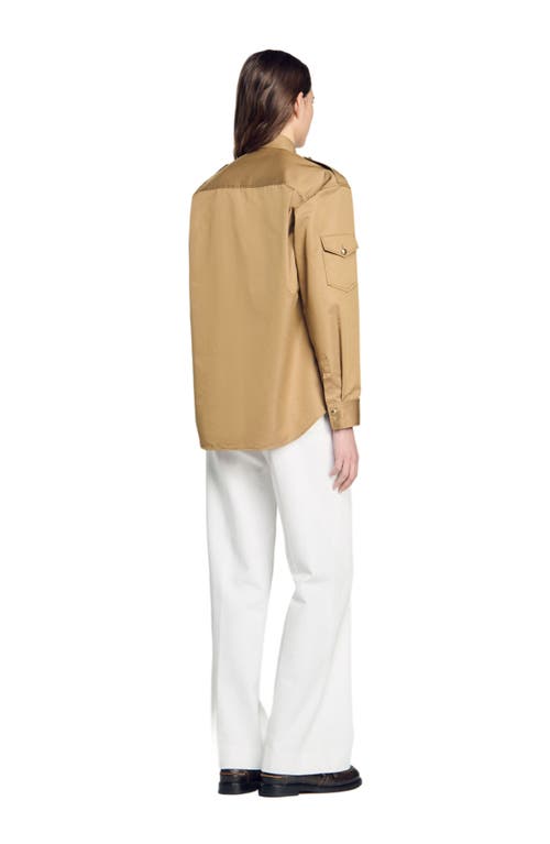 Shop Sandro Pocket Shirt In Camel