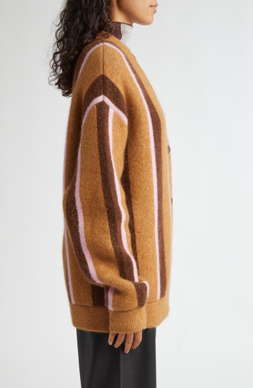 Shop Stine Goya Stripe Cardigan In Cocoa Stripes