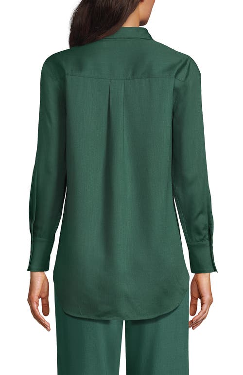 Shop Lands' End Tencel Fibers Twill Popover Shirt In Washed Evergreen