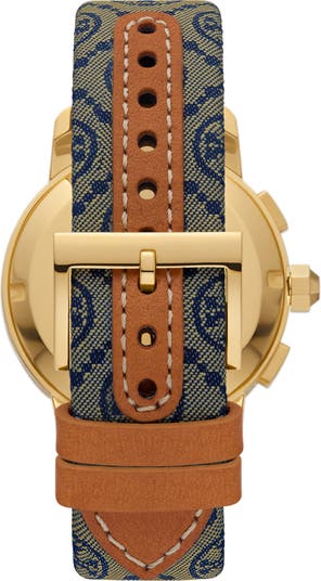 T Monogram Tory Watch, Ivory Leather/Gold-Tone Stainless Steel, 32 x 42MM :  Women's Designer Strap Watches