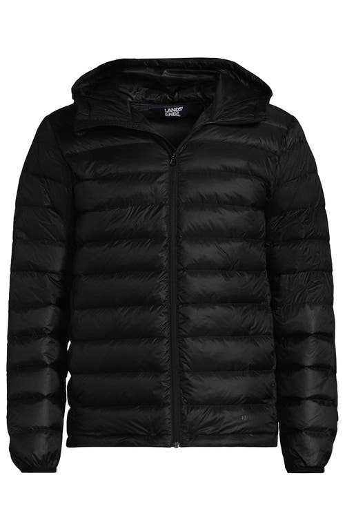 Shop Lands' End Wanderweight Ultralight Packable Hooded Down Jacket In Black