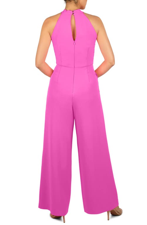 Shop Julia Jordan Halter Neck Wide Leg Jumpsuit In Neon Pink