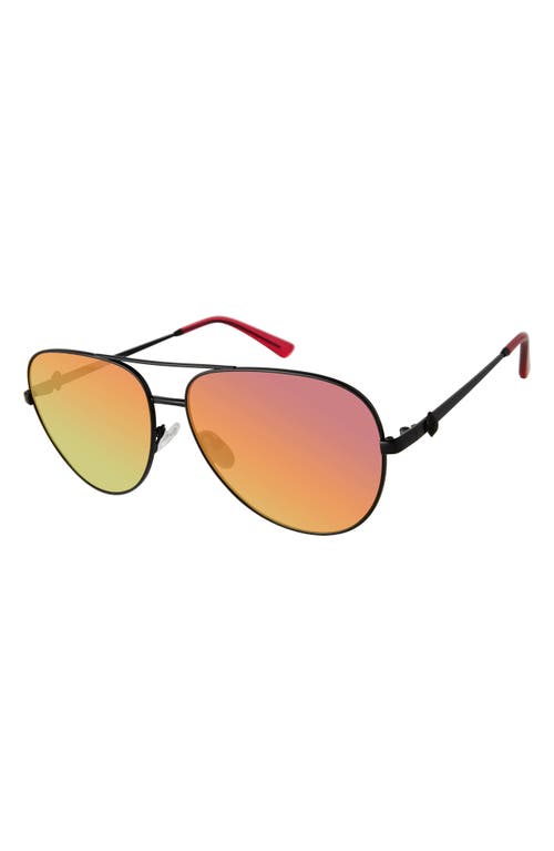 Kurt Geiger 62mm Oversize Aviator Sunglasses In Black Fuchsia/rainbow