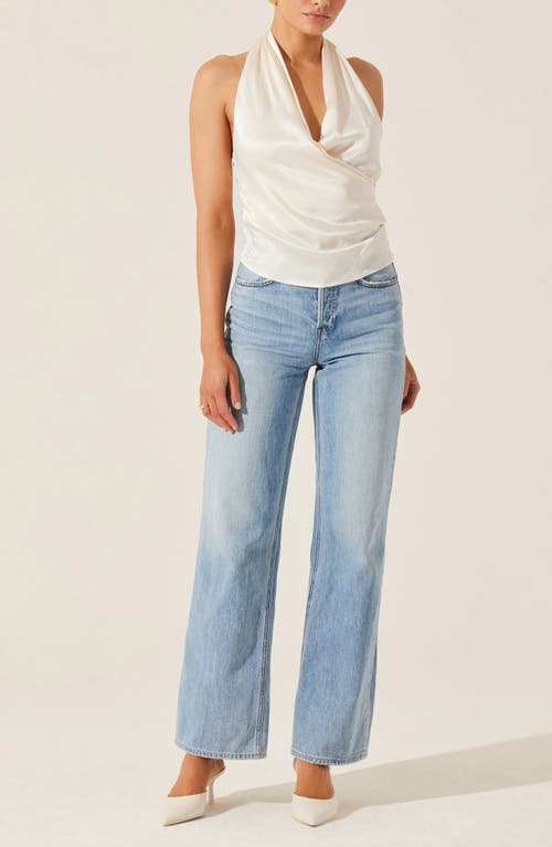 Astr The Label Draped Satin Halter Top In Cream