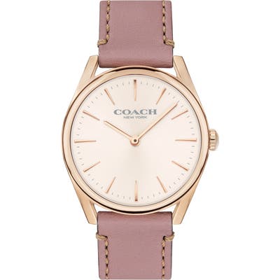 Coach Preston Leather Strap Watch,
