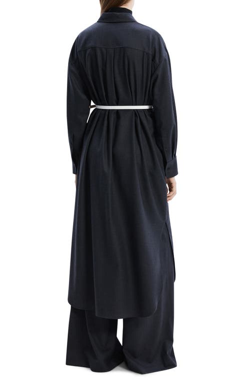 Shop Theory Long Sleeve Maxi Shirtdress In Charcoal Melange