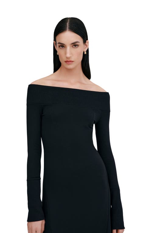 Marcella Tilly Off The Shoulder Long Sleeve Maxi Dress In Black