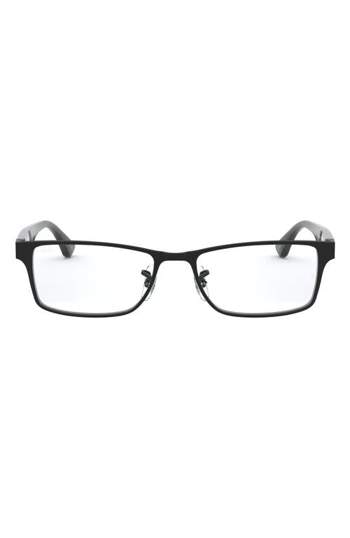 Ray-Ban Unisex 53mm Rectangular Optical Glasses in Shiny Black at Nordstrom