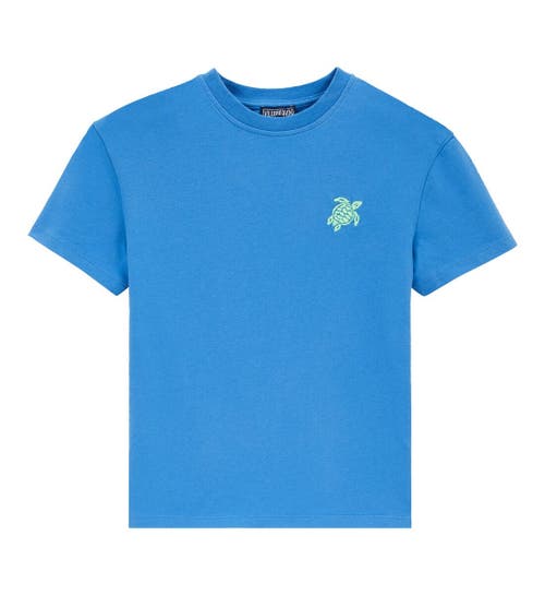 Shop Vilebrequin Kids' Organic Cotton Solid T-shirt In Ocean Blue