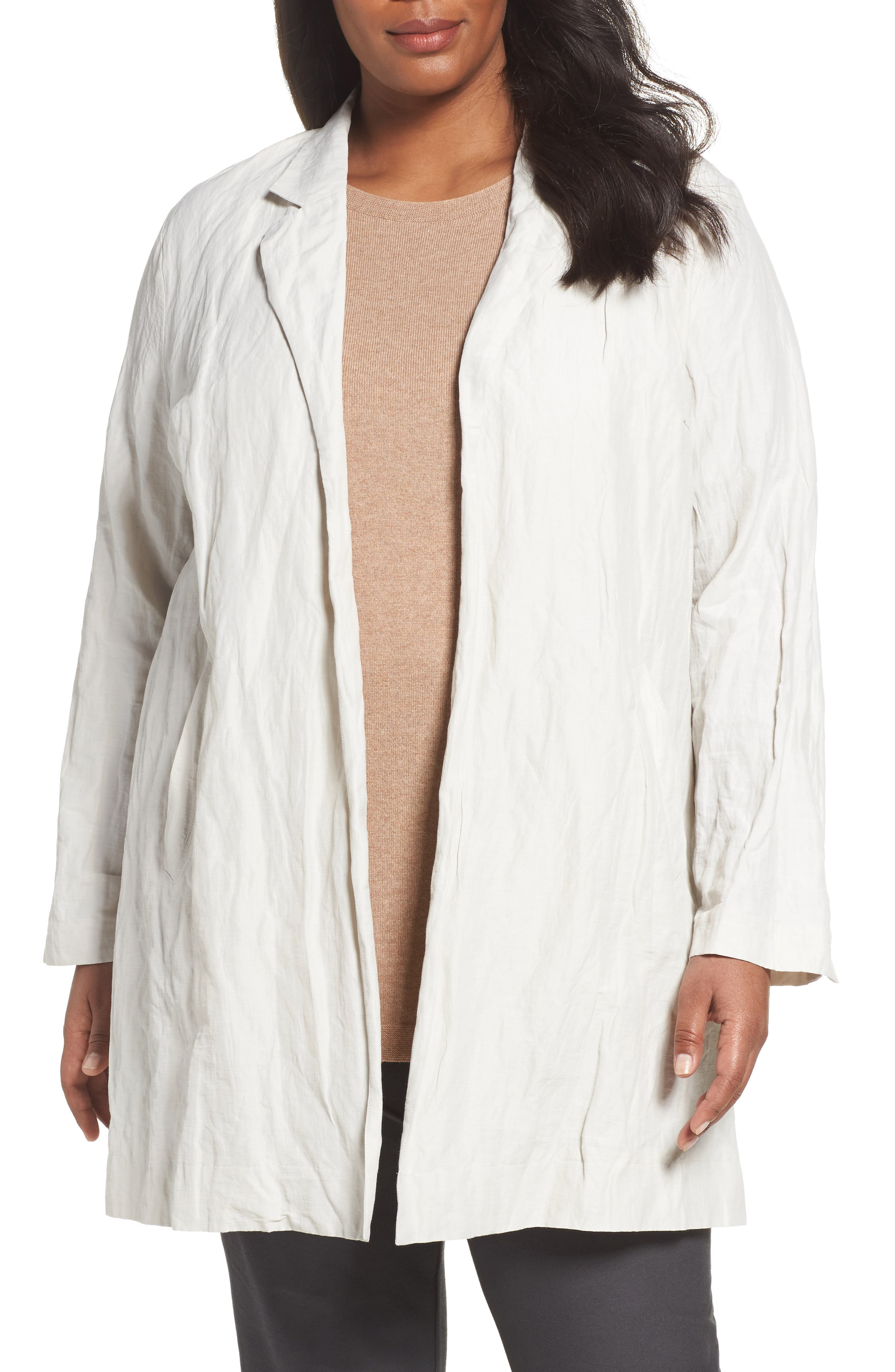 Eileen Fisher Notch Collar Long Jacket (Plus Size) | Nordstrom