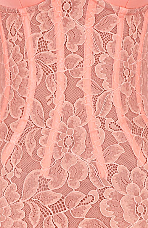 House Of Cb Cordelia Lace Corset Mermaid Gown In Papaya Punch