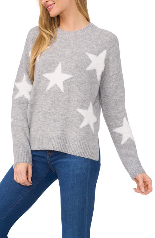 Cece Eyelash Star Sweater In Light Heather Grey