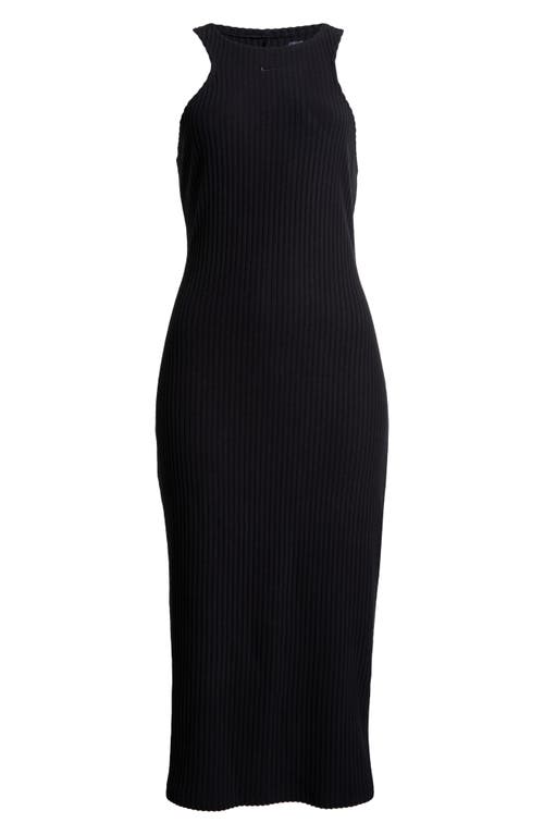 Shop Nike Sportswear Chill Knit Sleeveless Rib Midi Dress In Black/black